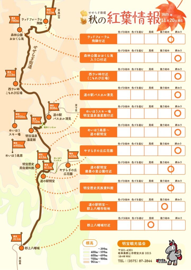 【11/20付】せせらぎ街道の紅葉情報 2025